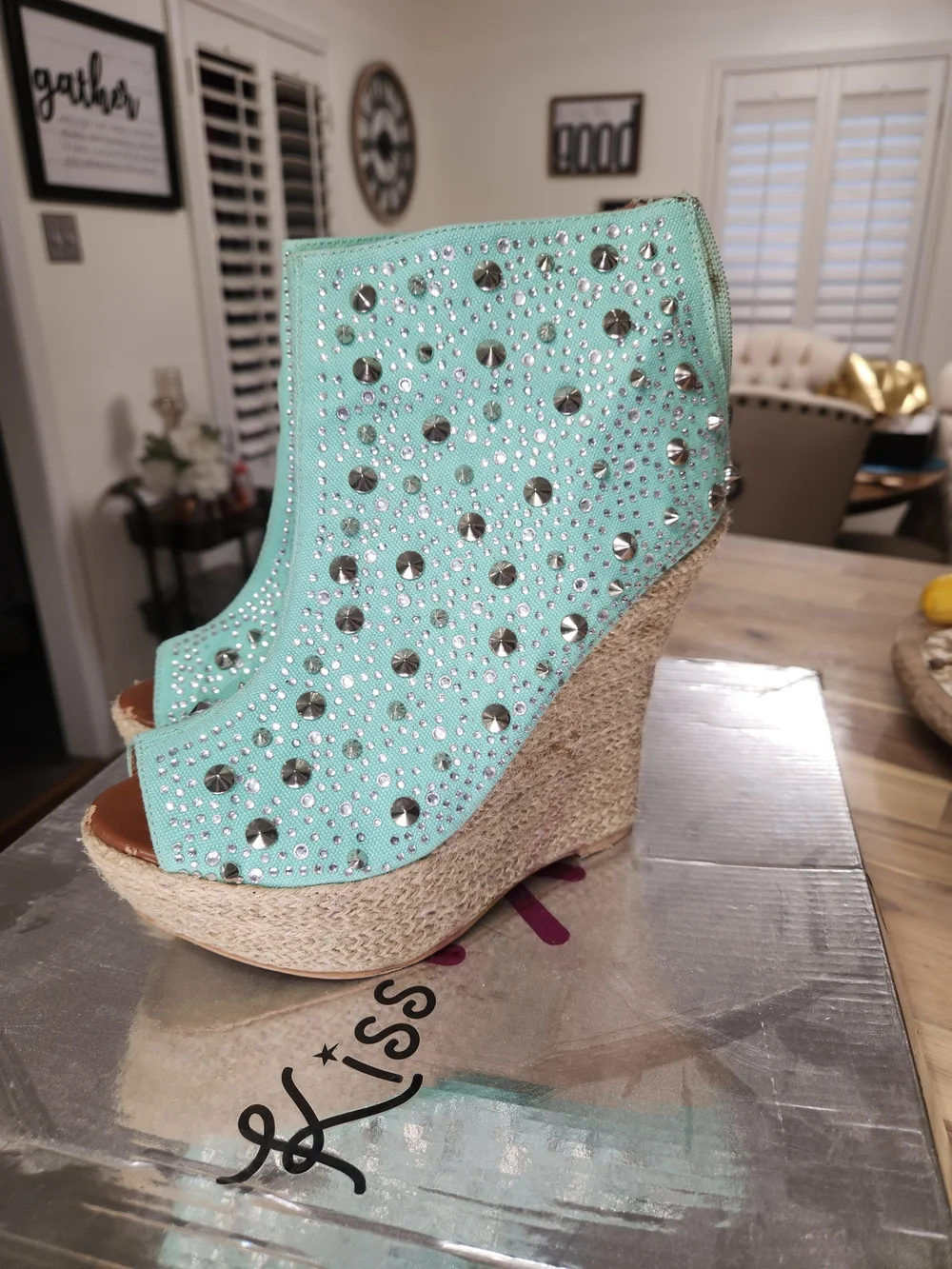 Mint Studded Peep-Toe Booties - Women
